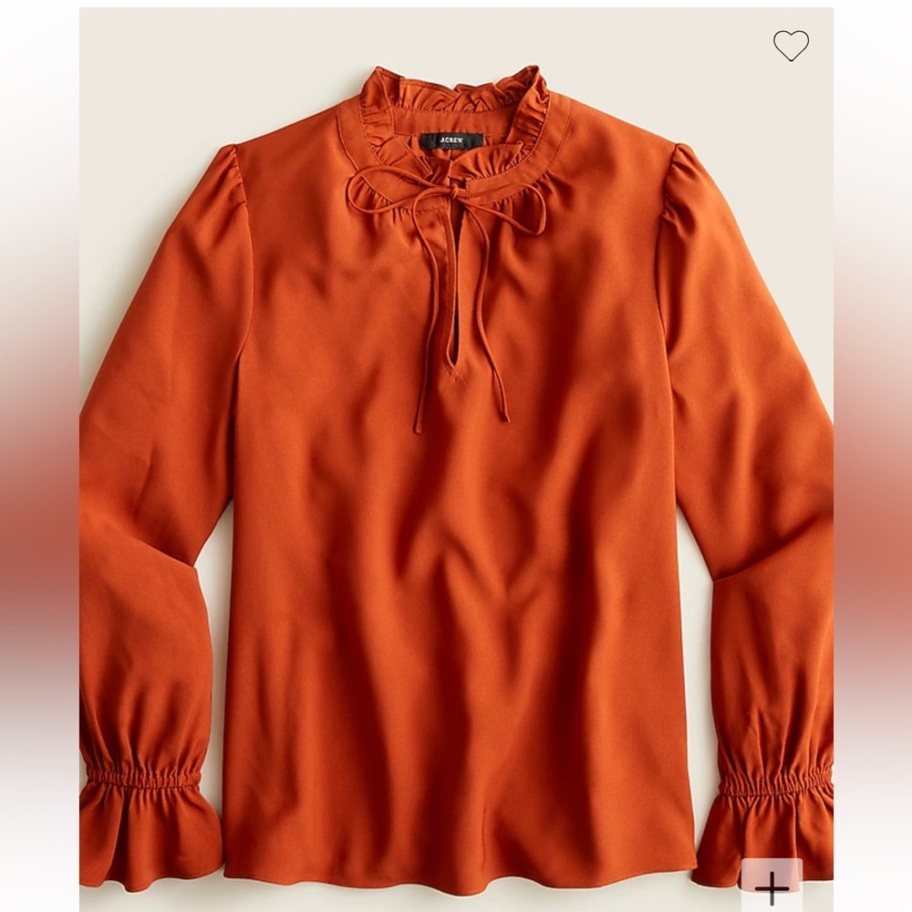 J. Crew Gathered ruffle drapey top NWT. XL, deep ember.
